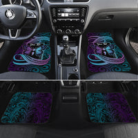 Personalised Polynesia Suicide Prevention Month Car Mats Semicolon Butterfly Never Give Up Polynesian Pattern LT22 Set 4pcs Teal - Polynesian Pride