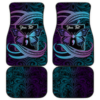 Personalised Polynesia Suicide Prevention Month Car Mats Semicolon Butterfly Never Give Up Polynesian Pattern LT22 - Polynesian Pride