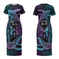 Personalised Polynesia Suicide Prevention Month Couples Matching Short Sleeve Bodycon Dress and Long Sleeve Button Shirt Semicolon Butterfly Never Give Up Polynesian Pattern LT22 - Polynesian Pride