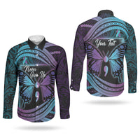 Personalised Polynesia Suicide Prevention Month Couples Matching Summer Maxi Dress and Long Sleeve Button Shirt Semicolon Butterfly Never Give Up Polynesian Pattern LT22 - Polynesian Pride