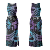 Personalised Polynesia Suicide Prevention Month Couples Matching Tank Maxi Dress and Hawaiian Shirt Semicolon Butterfly Never Give Up Polynesian Pattern LT22 - Polynesian Pride