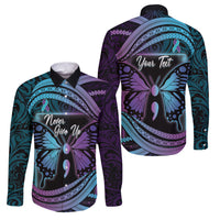 Personalised Polynesia Suicide Prevention Month Family Matching Short Sleeve Bodycon Dress and Hawaiian Shirt Semicolon Butterfly Never Give Up Polynesian Pattern LT22 Dad's Shirt - Long Sleeve Teal - Polynesian Pride