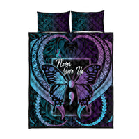 Polynesia Suicide Prevention Month Quilt Bed Set Semicolon Butterfly Never Give Up Polynesian Pattern LT22 - Polynesian Pride