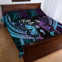 Polynesia Suicide Prevention Month Quilt Bed Set Semicolon Butterfly Never Give Up Polynesian Pattern LT22 - Polynesian Pride