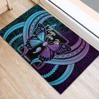 Polynesia Suicide Prevention Month Rubber Doormat Semicolon Butterfly Never Give Up Polynesian Pattern LT22 - Polynesian Pride