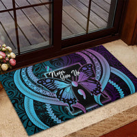 Polynesia Suicide Prevention Month Rubber Doormat Semicolon Butterfly Never Give Up Polynesian Pattern LT22 - Polynesian Pride