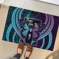 Polynesia Suicide Prevention Month Rubber Doormat Semicolon Butterfly Never Give Up Polynesian Pattern LT22 - Polynesian Pride