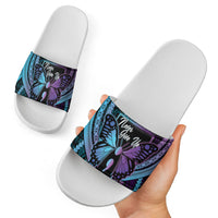 Polynesia Suicide Prevention Month Slide Sandals Semicolon Butterfly Never Give Up Polynesian Pattern LT22 - Polynesian Pride