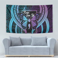 Polynesia Suicide Prevention Month Tapestry Semicolon Butterfly Never Give Up Polynesian Pattern LT22 - Polynesian Pride