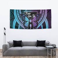 Polynesia Suicide Prevention Month Tapestry Semicolon Butterfly Never Give Up Polynesian Pattern LT22 - Polynesian Pride