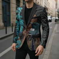 New Zealand Tui Bird Wahaika Blazer Maori Weapon Paua Shell Koru Pattern LT22 - Polynesian Pride