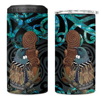 New Zealand Tui Bird Wahaika 4 in 1 Can Cooler Tumbler Maori Weapon Paua Shell Koru Pattern LT22 One Size: 16 oz Black - Polynesian Pride