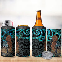 New Zealand Tui Bird Wahaika 4 in 1 Can Cooler Tumbler Maori Weapon Paua Shell Koru Pattern LT22 - Polynesian Pride