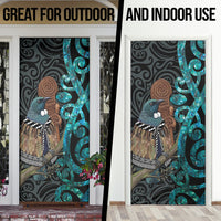 New Zealand Tui Bird Wahaika Door Cover Maori Weapon Paua Shell Koru Pattern LT22 - Polynesian Pride