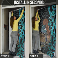 New Zealand Tui Bird Wahaika Door Cover Maori Weapon Paua Shell Koru Pattern LT22 - Polynesian Pride