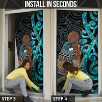 New Zealand Tui Bird Wahaika Door Cover Maori Weapon Paua Shell Koru Pattern LT22 - Polynesian Pride
