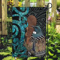 New Zealand Tui Bird Wahaika Garden Flag Maori Weapon Paua Shell Koru Pattern LT22 Garden Flag Black - Polynesian Pride