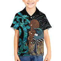New Zealand Tui Bird Wahaika Hawaiian Shirt Maori Weapon Paua Shell Koru Pattern LT22 - Polynesian Pride