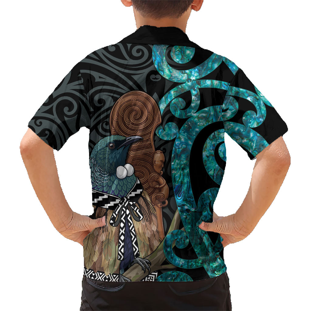 New Zealand Tui Bird Wahaika Hawaiian Shirt Maori Weapon Paua Shell Koru Pattern LT22 - Polynesian Pride
