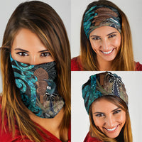 New Zealand Tui Bird Wahaika Neck Gaiter Maori Weapon Paua Shell Koru Pattern LT22 - Polynesian Pride