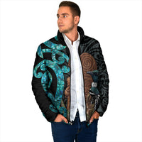 New Zealand Tui Bird Wahaika Padded Jacket Maori Weapon Paua Shell Koru Pattern LT22 - Polynesian Pride