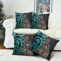 New Zealand Tui Bird Wahaika Pillow Cover Maori Weapon Paua Shell Koru Pattern LT22 - Polynesian Pride