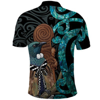 New Zealand Tui Bird Wahaika Polo Shirt Maori Weapon Paua Shell Koru Pattern LT22 - Polynesian Pride