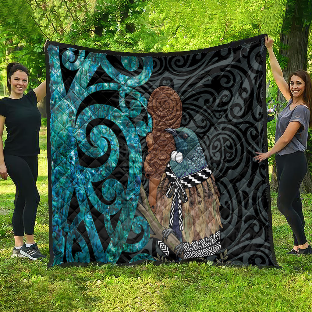 New Zealand Tui Bird Wahaika Quilt Maori Weapon Paua Shell Koru Pattern LT22 - Polynesian Pride