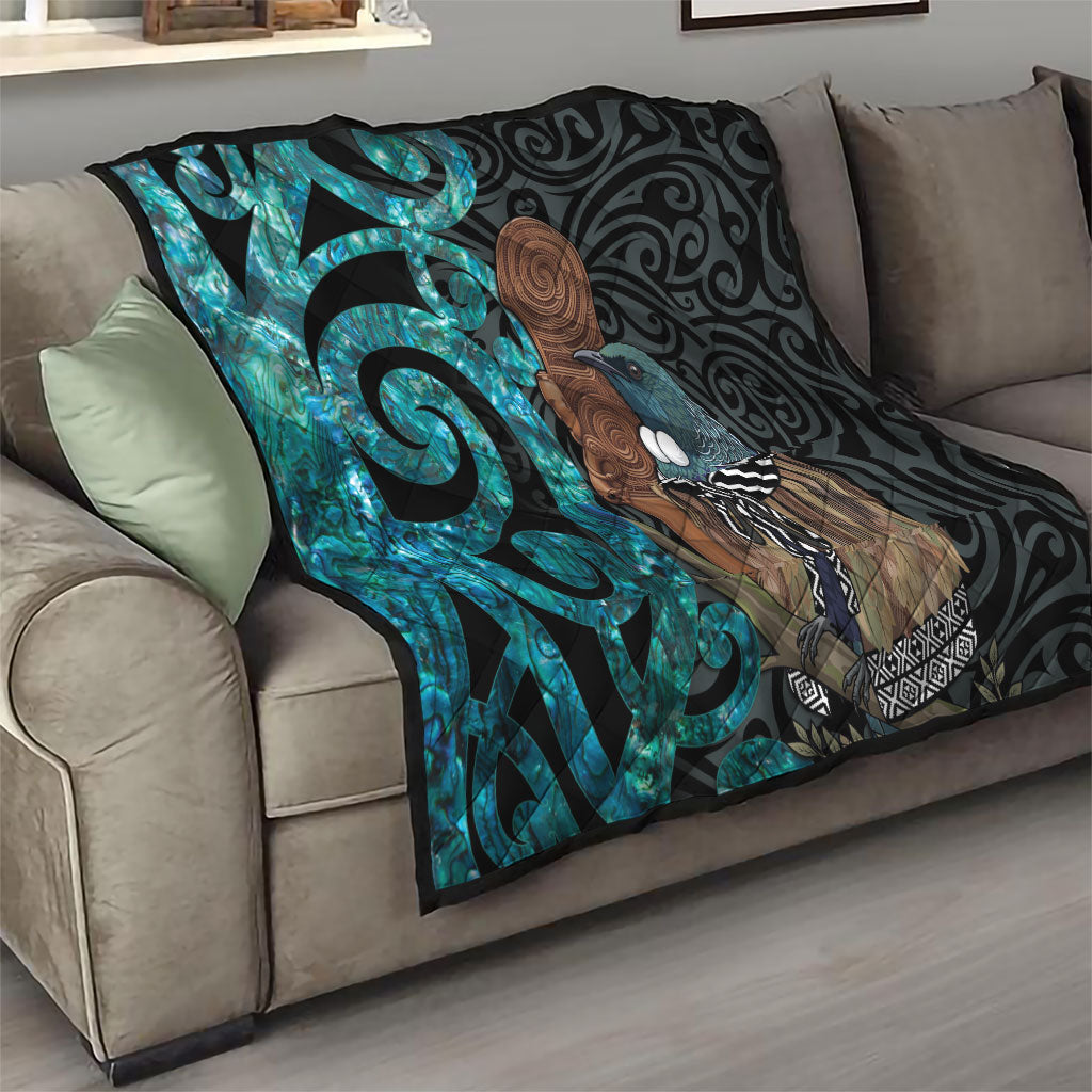 New Zealand Tui Bird Wahaika Quilt Maori Weapon Paua Shell Koru Pattern LT22 - Polynesian Pride