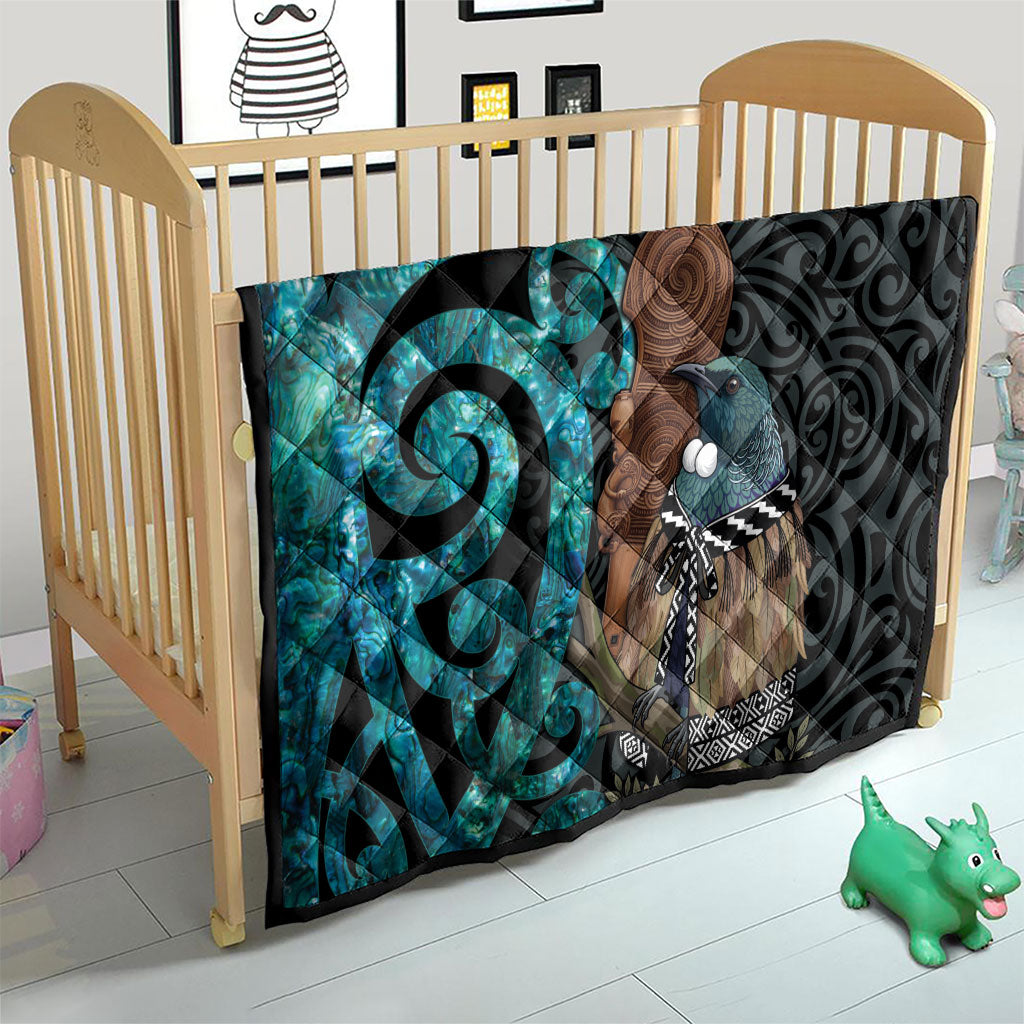 New Zealand Tui Bird Wahaika Quilt Maori Weapon Paua Shell Koru Pattern LT22 - Polynesian Pride
