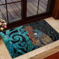 New Zealand Tui Bird Wahaika Rubber Doormat Maori Weapon Paua Shell Koru Pattern LT22 - Polynesian Pride