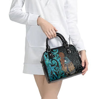 New Zealand Tui Bird Wahaika Shoulder Handbag Maori Weapon Paua Shell Koru Pattern LT22 - Polynesian Pride