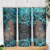 New Zealand Tui Bird Wahaika Skinny Tumbler Maori Weapon Paua Shell Koru Pattern LT22 - Polynesian Pride