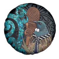 New Zealand Tui Bird Wahaika Spare Tire Cover Maori Weapon Paua Shell Koru Pattern LT22 - Polynesian Pride