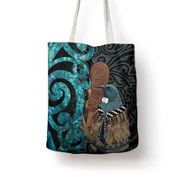 New Zealand Tui Bird Wahaika Tote Bag Maori Weapon Paua Shell Koru Pattern LT22 - Polynesian Pride