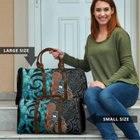 New Zealand Tui Bird Wahaika Travel Bag Maori Weapon Paua Shell Koru Pattern LT22 - Polynesian Pride