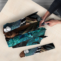 New Zealand Tui Bird Wahaika Umbrella Maori Weapon Paua Shell Koru Pattern LT22 - Polynesian Pride