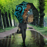 New Zealand Tui Bird Wahaika Umbrella Maori Weapon Paua Shell Koru Pattern LT22 - Polynesian Pride