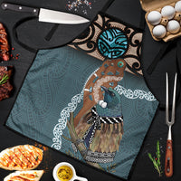 New Zealand Tui Bird Maripi Apron Maori Weapon Kowhaiwhai Pattern LT22 Slate Blue - Polynesian Pride