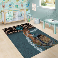 New Zealand Tui Bird Maripi Area Rug Maori Weapon Kowhaiwhai Pattern LT22 - Polynesian Pride