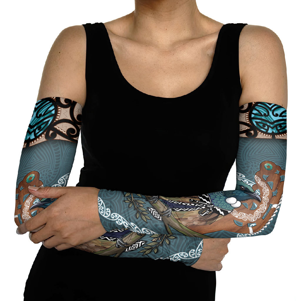 New Zealand Tui Bird Maripi Arm Sleeves Maori Weapon Kowhaiwhai Pattern LT22 - Polynesian Pride