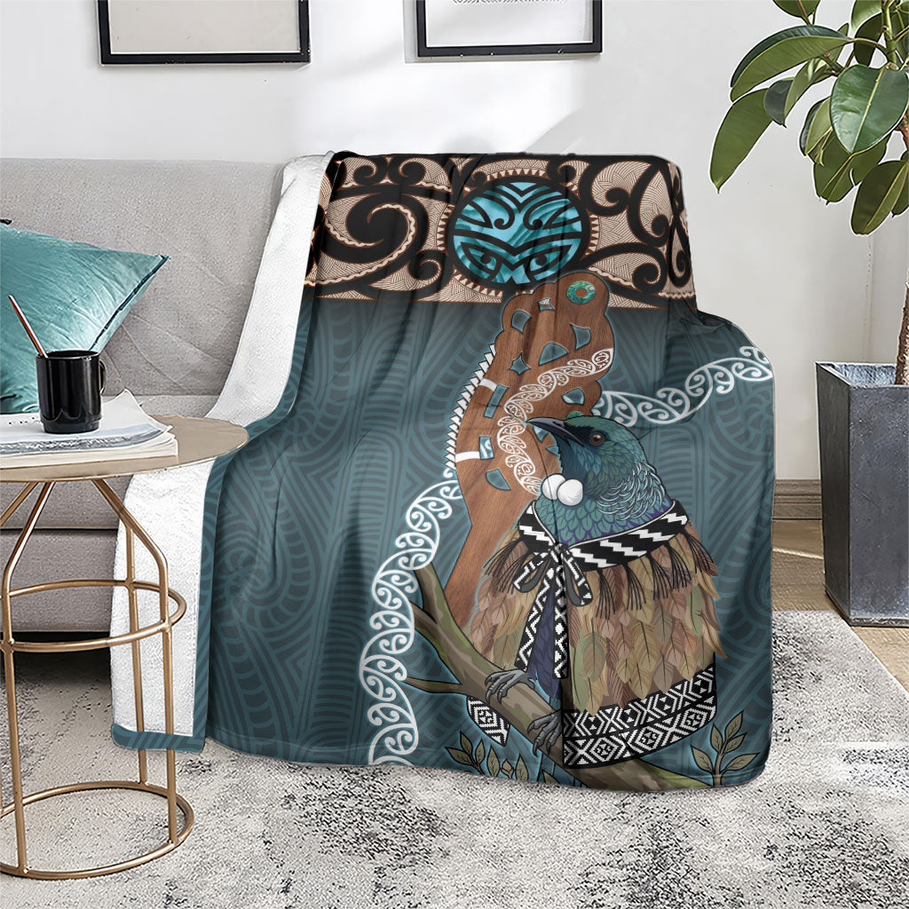 New Zealand Tui Bird Maripi Blanket Maori Weapon Kowhaiwhai Pattern LT22 - Polynesian Pride
