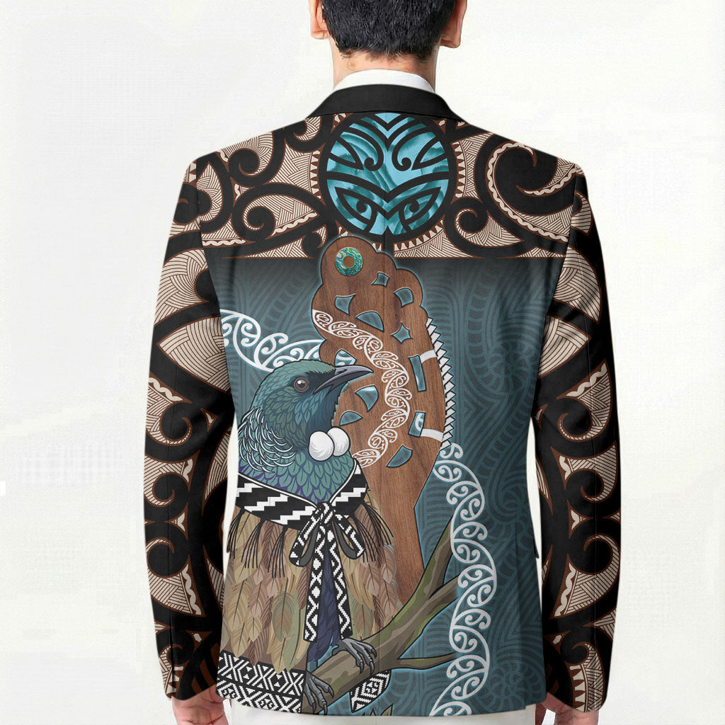 New Zealand Tui Bird Maripi Blazer Maori Weapon Kowhaiwhai Pattern LT22 - Polynesian Pride