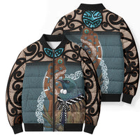 New Zealand Tui Bird Maripi Bomber Puffer Jacket Maori Weapon Kowhaiwhai Pattern LT22 - Polynesian Pride