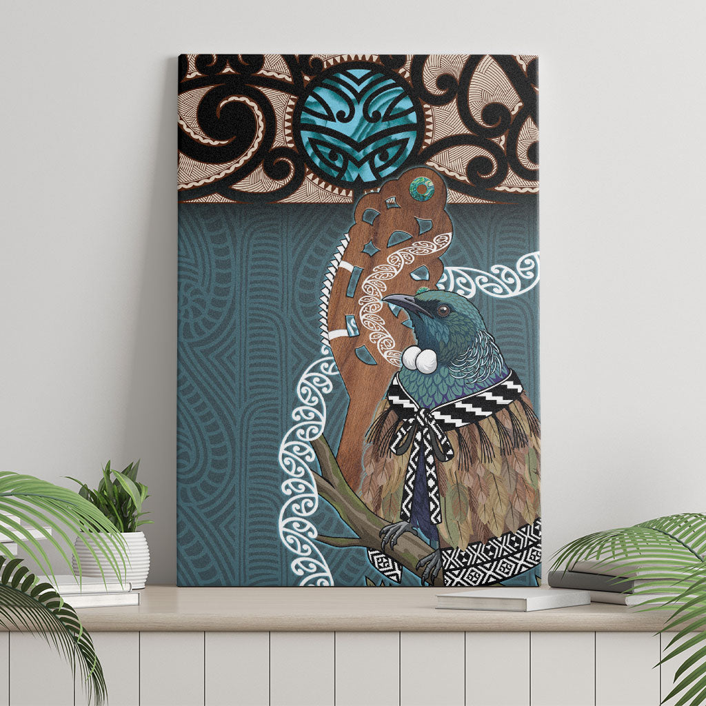 New Zealand Tui Bird Maripi Canvas Wall Art Maori Weapon Kowhaiwhai Pattern LT22 - Polynesian Pride