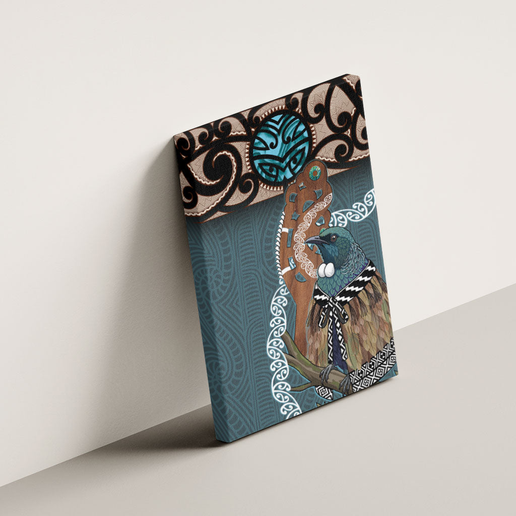 New Zealand Tui Bird Maripi Canvas Wall Art Maori Weapon Kowhaiwhai Pattern LT22 - Polynesian Pride