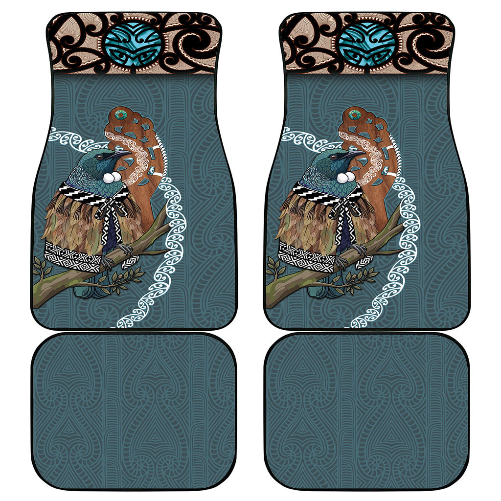 New Zealand Tui Bird Maripi Car Mats Maori Weapon Kowhaiwhai Pattern LT22 - Polynesian Pride