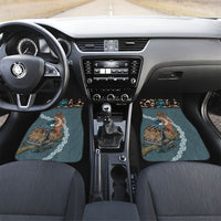 New Zealand Tui Bird Maripi Car Mats Maori Weapon Kowhaiwhai Pattern LT22 Set 2pcs - Front Slate Blue - Polynesian Pride