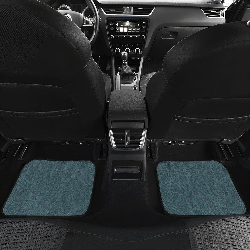 New Zealand Tui Bird Maripi Car Mats Maori Weapon Kowhaiwhai Pattern LT22 Set 2pcs - Back Slate Blue - Polynesian Pride