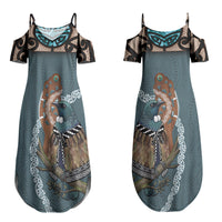 New Zealand Tui Bird Maripi Couples Matching Summer Maxi Dress and Hawaiian Shirt Maori Weapon Kowhaiwhai Pattern LT22 - Polynesian Pride